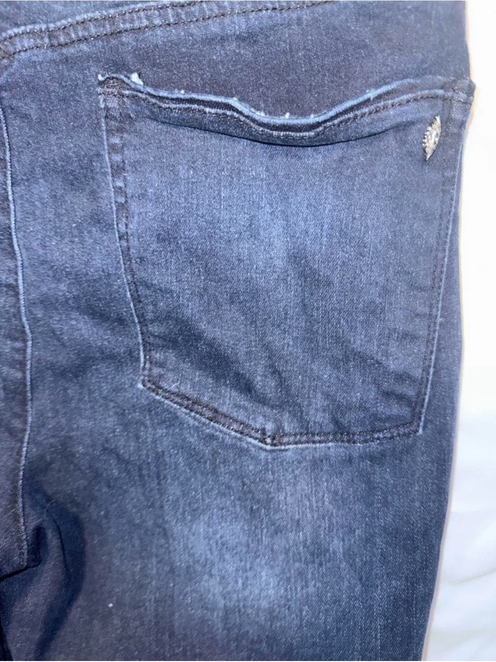 Democracy Ab Solution Straight Leg Jeans Dark Wash Fray Hem Plus Size 16